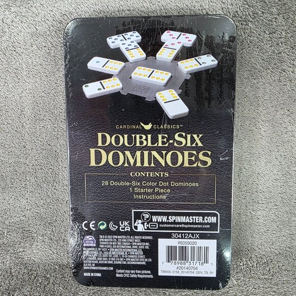 Cardinal Classics Double-Six Dominos Game 28 Tiles & Metal Box Age 8+ 1-4 Player - Picture 2 of 2